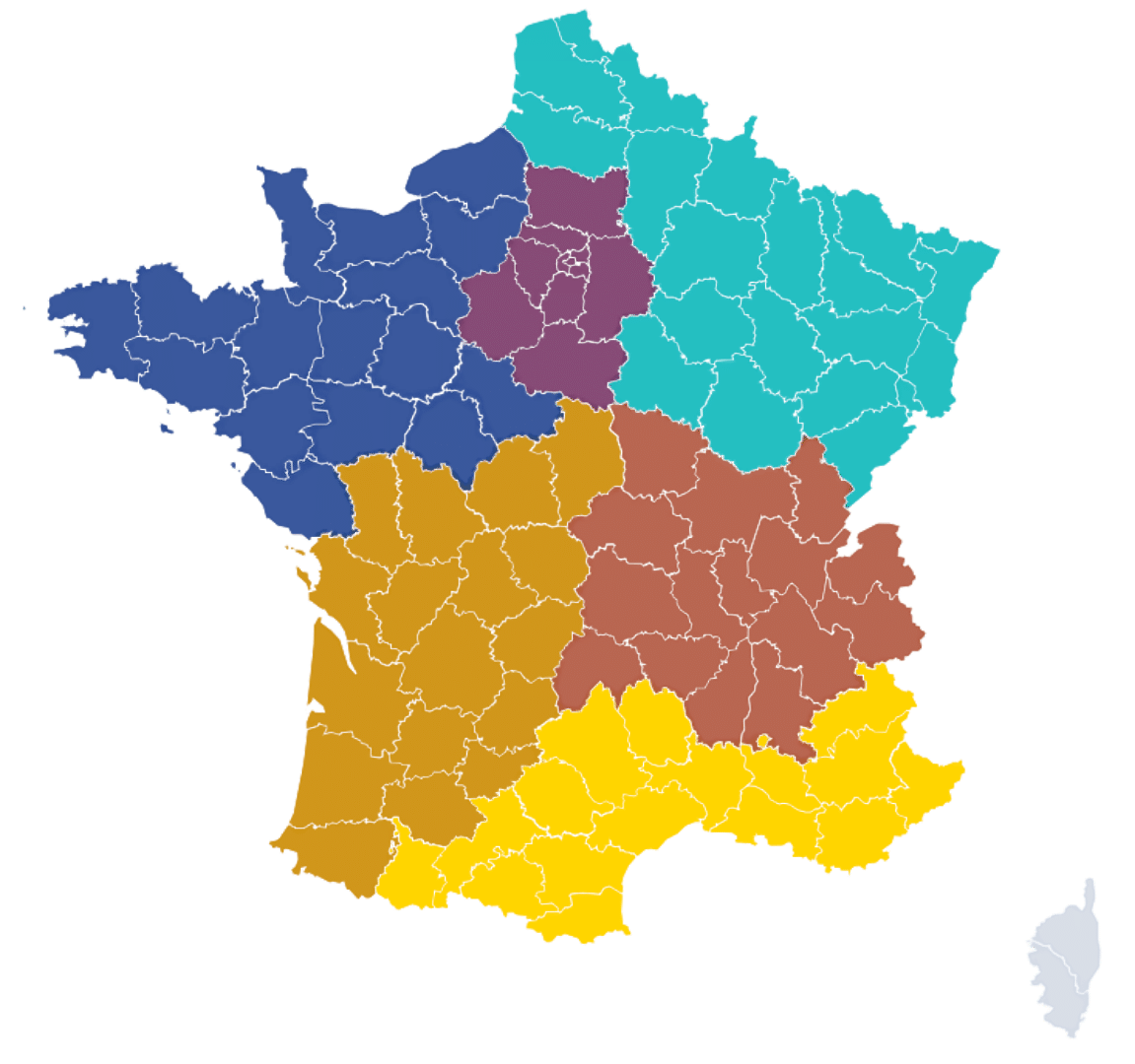 La carte de la France de CRMS Pour prendre contact